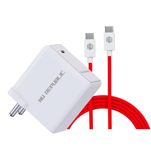 Image of Nu Republic Sprint All-in-one 30W 6A with Type-C to Type-C Cable Supports All Fast Charging Technologies (White, Red, Cable Included)