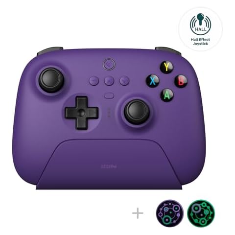 8Bitdo Ultimate 2.4g Wireless Controller with Charging Dock, Hall Effect Joystick Update, Pro Gamepad with Back Buttons & Turbo Function for PC, Android, Steam Deck & Apple (Purple) Cover