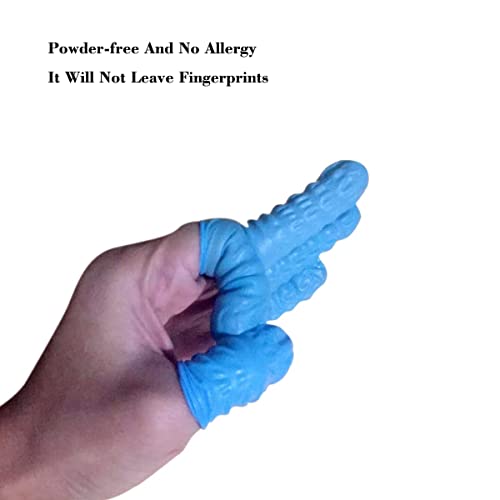 Large Disposable Nitrile Finger Cots Anti-Static Lens Finger Covers Beauty Protection Sleeves Not Allergic 100Pcs (Blue) #TOP5