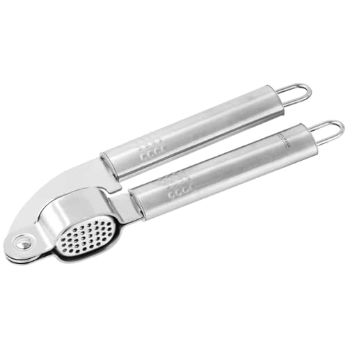 Fackelmann 40445 presse ail inox, écrase ail, presse-ail, ustensile de cuisine, Acier inoxydable, Argent, 19,5 x 5 cm