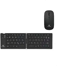 Teclado E Mouse Dobrável Bluetooth Tablte E Celular Ka-668 Preto
