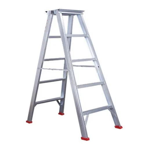Sky Ladder Aluminium Folding Ladder Double Step (Full, Silver)