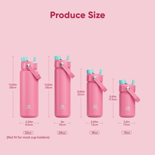 Image of ENCOOL Insulated Water Bottle with Straw Stainless Steel Water Bottle, Leak-Proof, BPA-Free, Double Wall Vacuum Keeps Cold for 24 Hours for Sports, Travel, School (32 oz, Tulip)
