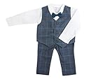 Hergestellt in Polen Artex Jungenanzug Taufanzug Festanzug Junge K26 Kariert 4tlg Blau Größe 86