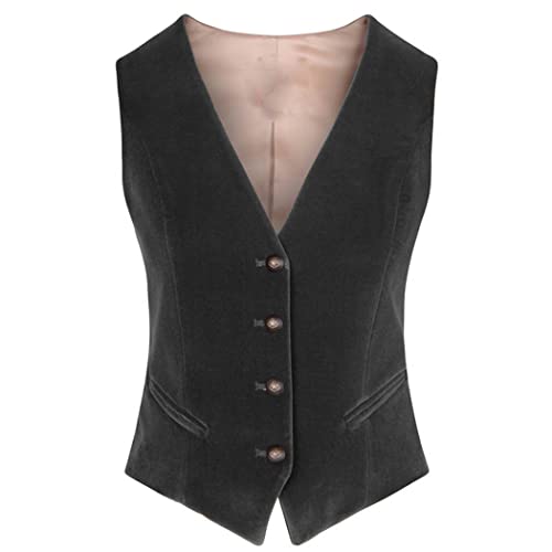 Gilet en polaire femme ajusté et chaud col V à 4 boutons pour fête - 2