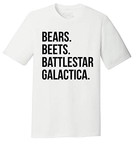 Mens Tri-Blend Tee Bear Beets Battlestar Galactica White XL