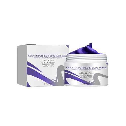 Jimkply Mascarilla Capilar Morada Profesional Para Cabello Rubio, Neutraliza Los Reflexos Amarillos Y Enfría Los Tonos, Reparación Para Cabello Dañado, Seco Y Con Puntas Abiertas, A