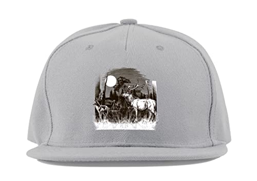 Casquette de baseball en coton à visière plate grise brodée d'un motif cerf original