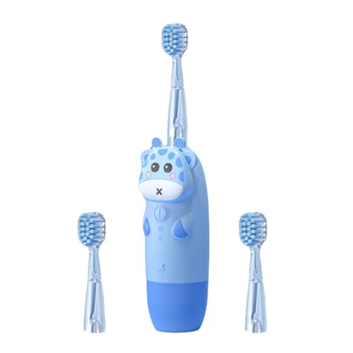 Brosse à dents électrique pour garçon fille ergonomique avec têtes bleues