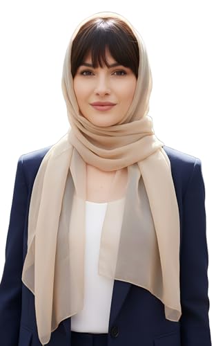 SERENITA Women Solid Chiffon Silky Oblong Neckerchief Scarf