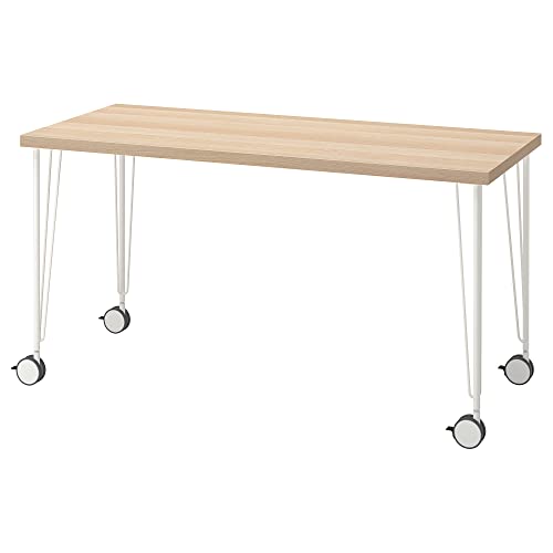KRILLE/LAGKAPTEN desk, 140x60 cm, white stained oak effect/white