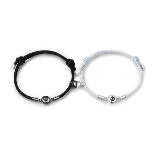 Bracelet photo magnétique couple pour célébrer votre amour avec une gravure unique