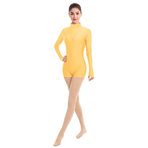 Combinaison de danse extensible jaune qui évite les irritations durant les postures au sol en taille L