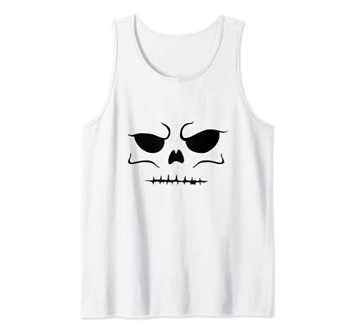 Skull Face, DIY Lazy Halloween Costume, White Skull Camiseta sin Mangas