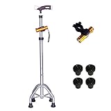 Gehstock Verstellbare Krücke Gehstock, rutschfeste medizinische ältere Krücken Leichte multifunktionale verstellbare Gehhilfe aus Aluminiumlegierung mit Taschenlampe ( Farbe : Silber )