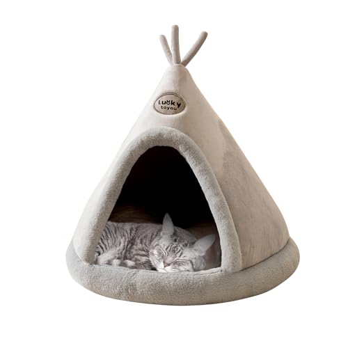 Galatée Letto a Grotta Per Gatti, Comodo Teepee Per Animali Domestici, Casa Per Gatti e Letto Per Gattini Per Le Vacanze Di Animali Domestici, Tenda Accogliente e Calda Per Cani e Gatti(M, Grigio)