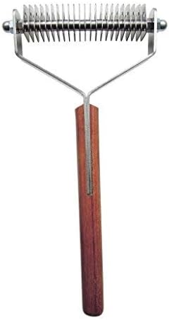 Mars Coat King Double Wide De-Matting Undercoat Grooming Rake Stripper Tool for Dogs and Cats, Stainless Steel with Wooden Handle for Thick Coats, 23-Blade Stripper for Groomers, Pet Owners