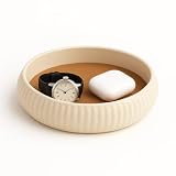 Ceramic Key Bowl – Elegant Entryway Bowl for Keys, Stylish Key Holder for Table, Counter, or Entryway, Key Basket Decorative Home Decor Organizer (Cream)