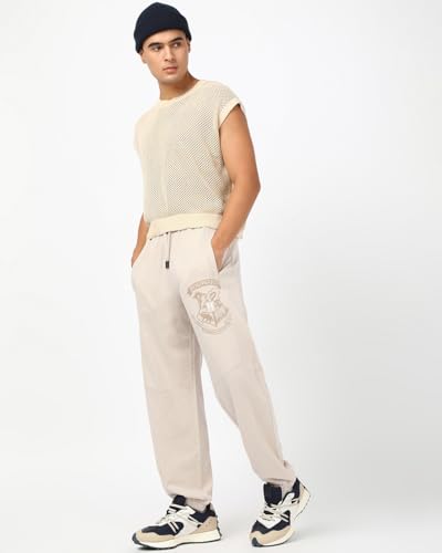 Image of Bewakoof Official Harry Potter Merchandise Men's Graphic Print Oversized Fit Terry Joggers