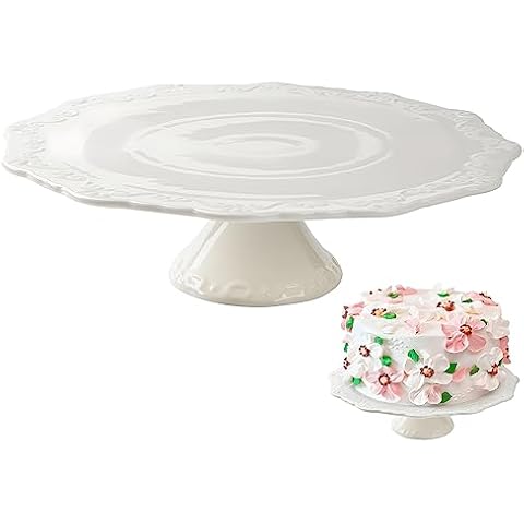 BPFY 12 Inch Round White Ceramic Cake Stand Cover