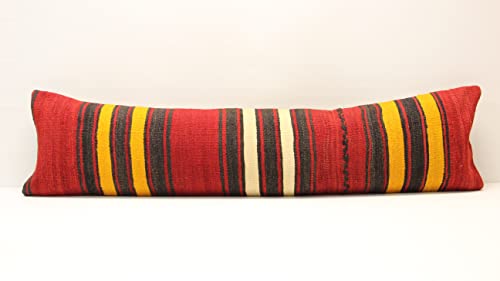 Kilimwarehouse King Size Kilim Pillow Cover 12x47 inch Handmade Lumbar Oriental Kilim Pillow Bedding Oblong Cushion Cover Huge Twin Extra Long Pillow