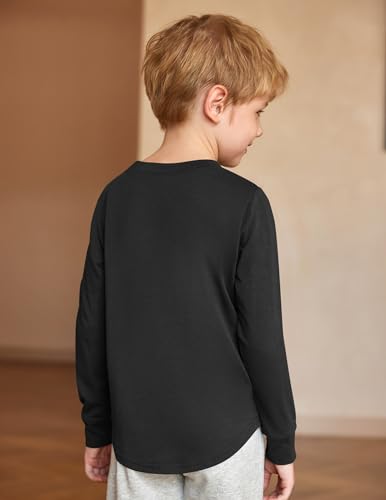 Arshiner Boy's Loose Long Sleeve Solid/Tie-Dyed Print Curve Hem T Shirt for 5-12 Years4