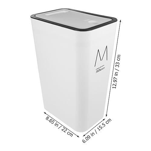 Zerodeko 10L White Kitchen Bin Pressure Trash can Slim Lidded Rubbish Bin for Home Bathroom Office, 33X22X15.5CM - Image 4