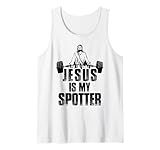 camicia christian divertente gym jesus is my spotter regalo canotta