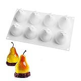 Stampo in silicone Dessert Stampo per torta in silicone per cuocere fondente Stampo a forma di frutta Zucchero Candy Gelatina Bakeware Cioccolatini (pera E_29,7x17,4x8,1 cm)