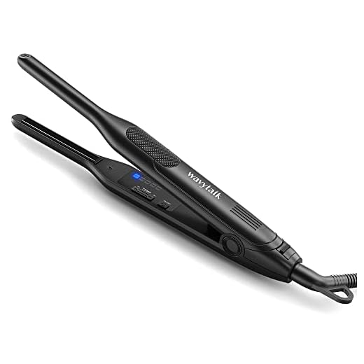 Wavytalk 3/10 Inch Mini Hair Straightener for Quick Touch Ups, Pencil Flat Iron for Short Hair, Beard and Pixie Cut, Fast 15-Sec Heating Titanium Flat Iron with Adjustable Temp Settings & Dual Voltage