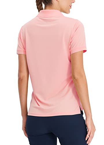 Hiverlay Women's Golf Shirt Short Sleeve V Neck Collar Polo Shirts Athletic Tennis Tops Lightweight Quick Dry Upf 50+ Pink M #TOP4