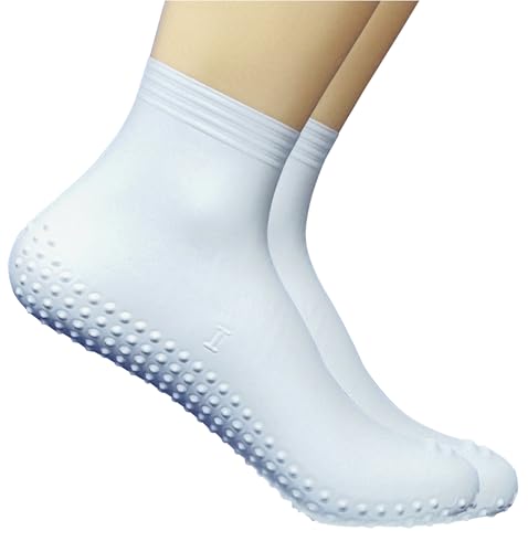 Blue Reef White Anti Verruca 100% Latex Aqua Swimming Swim Pool Socks Sox Tight Fitting For Girls Boys Ladies & Men Unisex With Pimpled Dimple Sole (Small Junior (UK 12-13 EU 30-32))