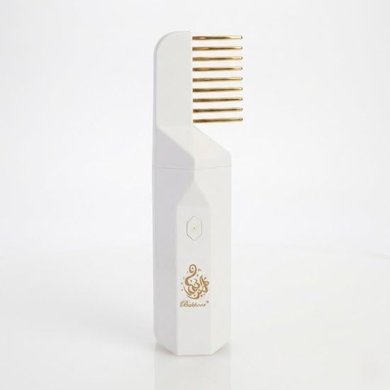 Bakhoor Kamm & Elektro Weihrauchbrenner – Tragbare Haar Aroma Diffusor – USB Wiederaufladbar – Für Haar & Interieur – Rauchfrei & Sicher – Luxus Geschenkbox – Weiß