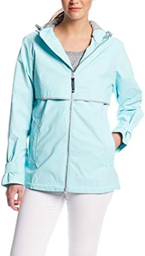 Charles River Apparel Women's New Englander Waterproof Rain Jacket, Aqua Reflective, L