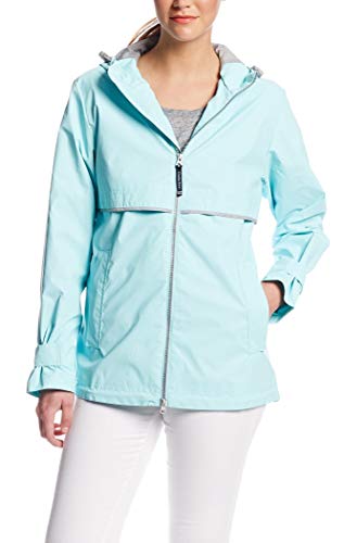 Charles River Apparel Women's New Englander Waterproof Rain Jacket, Aqua Reflective, L #TOP14