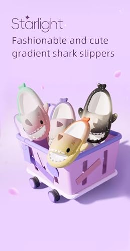 Cute Shark Slippers Gradation Ice Cream 4CM Cushioned Thick Soft Sole Summer Shark Slides for Women and Men EVA Anti-Slip Casual Slide Sandals3