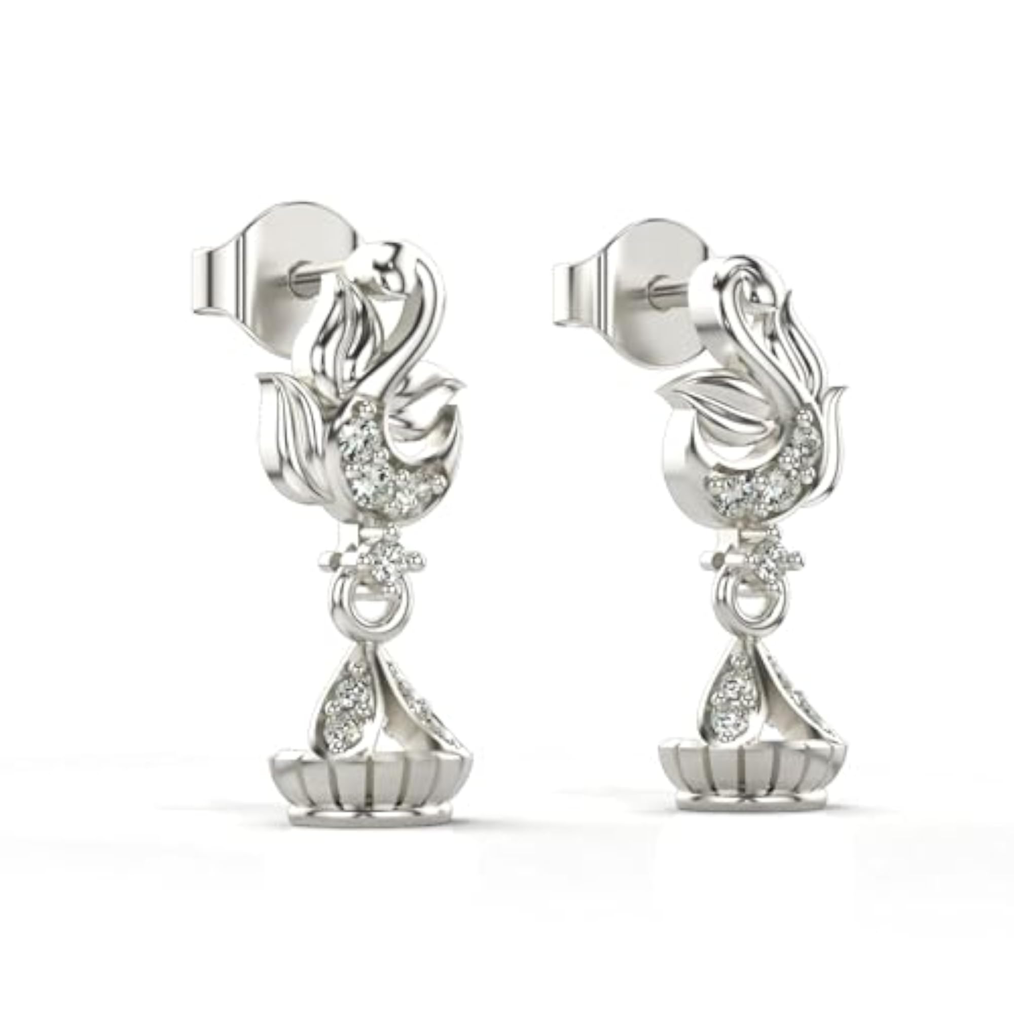 Women's Stylish Sterling Silver & Lab Grown Diamond 0.15cts White Earrings