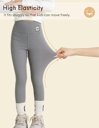 BINIDUCKLING Girls Fleece Lined Leggings Warm Thermal Kids Yoga Pants 4-13 Years4