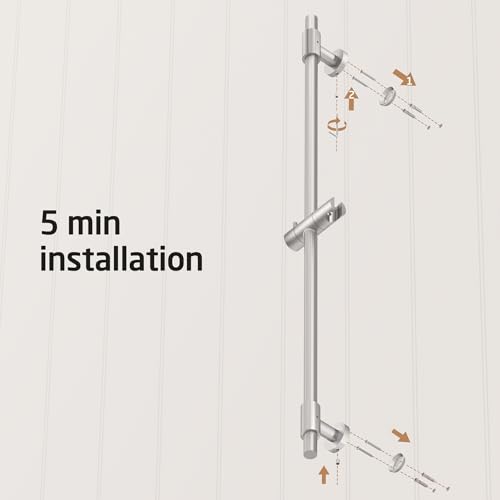 KES 100cm Duschstange Brausestange Edelstahl SUS 304 Variable Bohrlöcher, Duschkopf Stange mit Duschkopfhalterung Verstellbar Wandhalterung Gebürstet, F209S100-BS