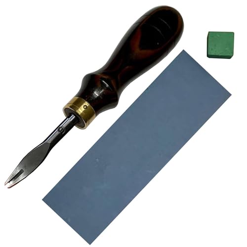 Generic Oka Special Edger Ebony No. 5 Leathercraft Sewing Tool 1.6mm Leather Edge Beveler, with Jewellers Rouge & Sandpaper, for Leatherworking
