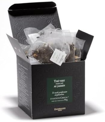 Dammann Frères Sachets, Vert Au Jasmin Tea Bags, Premium Gourmet French Jasmine Green Tea, 25 Count (Single Pack)