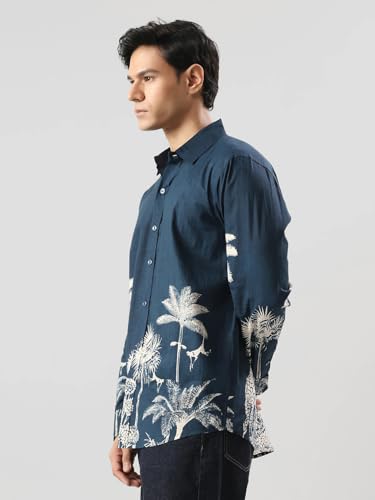 Image of Pinkmint Men Printed Cambric Cotton Shirt |Stylish Designer| Lightweight Summer Wear| Regular Fit Shirt for Men (Available in Plus Size)