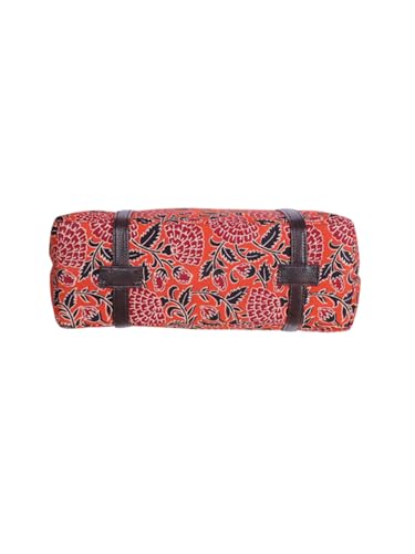 Image of NEPRI Oversized Office Tote Bag | Stylish Tote Bags | Purse for Women | Vegan Leather & Hanblock Printed Fabric Handbag with Double Handle Shoulder Strap| Daily & Travel Use