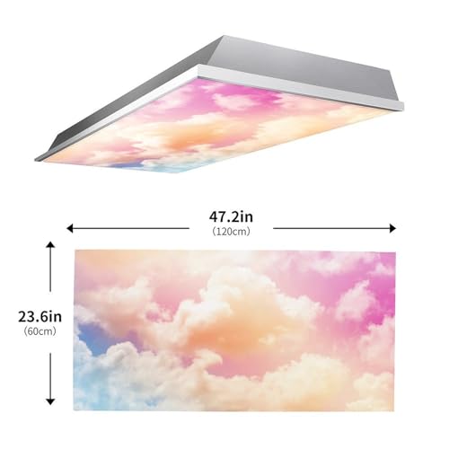 Image of 2 Pack Fluorescent Light Cover for Ceiling Light Classroom- Rosy Cloud Magnetic Light Cover Fluorescent Light Shade Panel, Decorative Film Filter for Reducing Harsh Glare Home Decorations