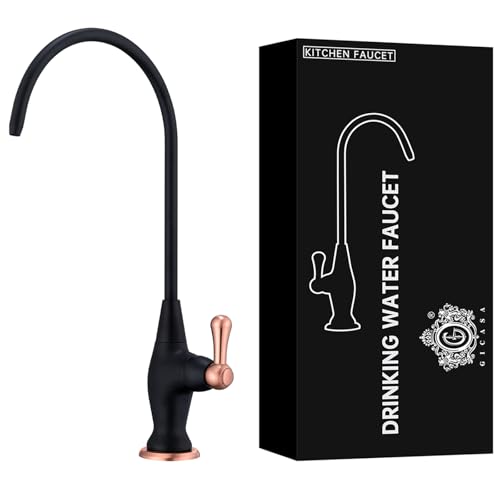 Image of Sink Drinking Water Faucet, Sink Water Filter System, Suitable for Most Reverse Osmosis or Water Filtration Systems, Stainless Steel Reverse Osmosis Faucet for Kitchen Bar, Black+ Red Copper