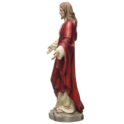 Estatua Religiosa Corazón Sagrado de Jesús Polyresina 6.13 pulg miniatura 6