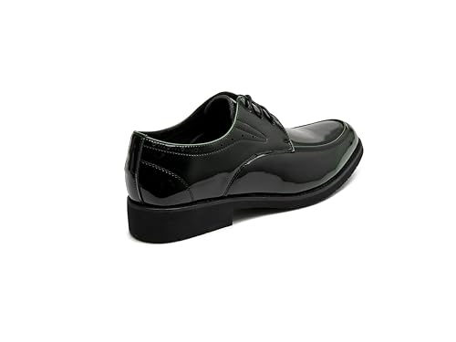 Image of Men's Patent Leather Oxford Dress Shoes, Classic Lace-up Derby, Wine Red,Blackish Green