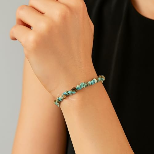 Image of Certified Chrysoprase Bracelet for Women Men with Healing Crystal and Reiki Stone - Beautiful Gemstone Beaded Bracelet for Balance, Harmony & Positive Energy (Chips Stone Beads)