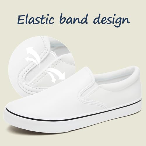 yageyan Mens Slip on Sneakers Loafers Shoes PU Leather Black Shoes PU Leather White Casual Fashion Shoes3