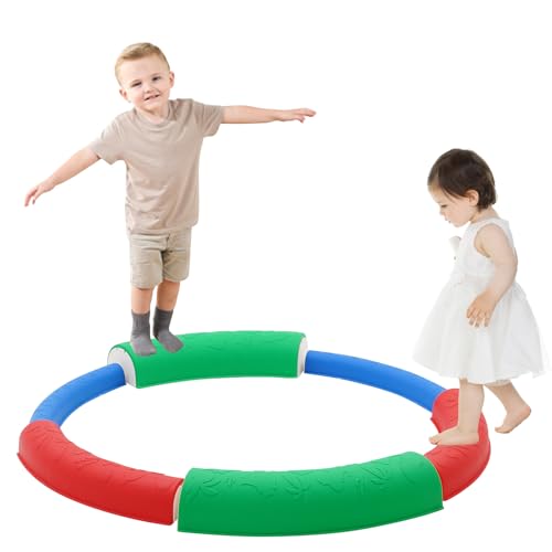 Schwebebalken für Kinder,Balanciersteine mit Anti Rutsch Pad für Koordination und Stabilität,Montessori Spielzeug Drinnen und Draußen,Gymnastik Hindernisbahn Spielzeug für Mädchen Jungen